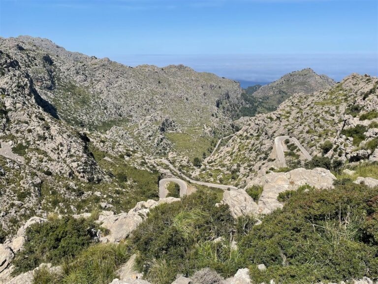 Looking down at the Sa Calobra road climb