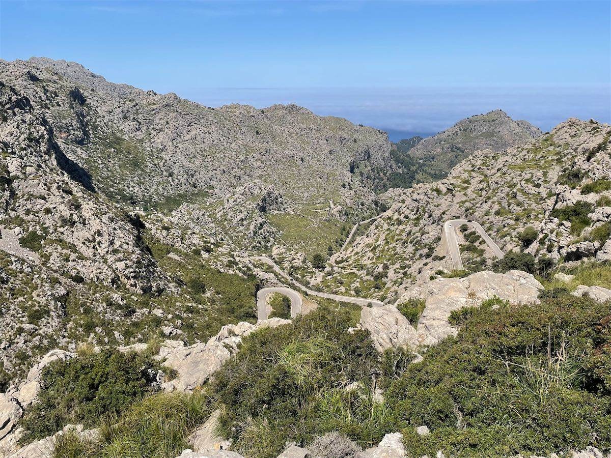 Looking down at the Sa Calobra road climb