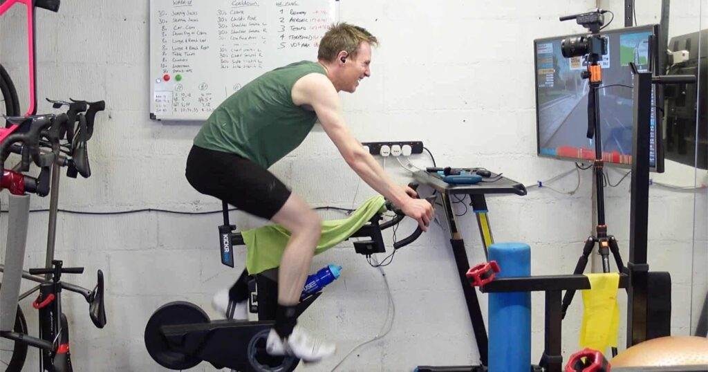riding an indoor bike turbo