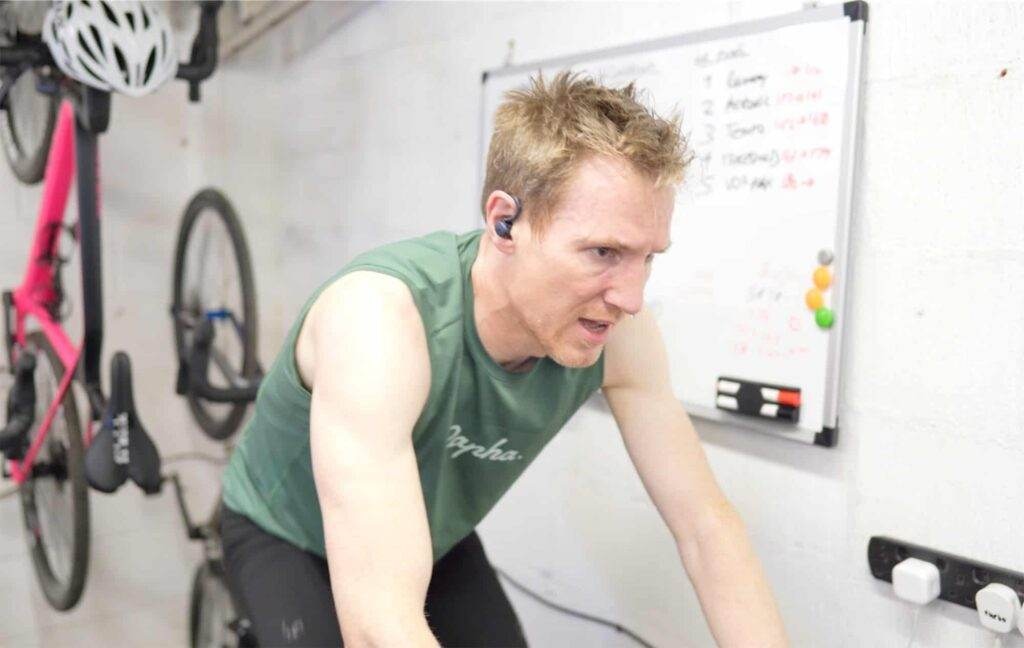 sweating hard while on an indoor bike turbo