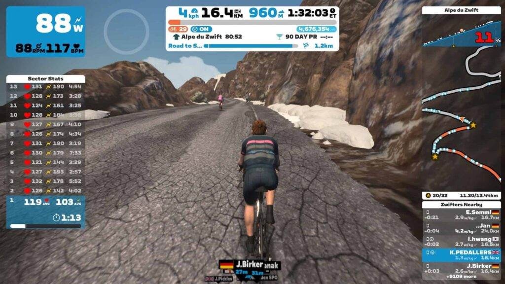 zwift riding up alpe du zwift