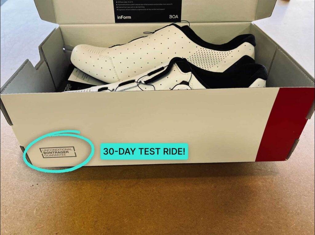 bontrager cycling shoes with unconditional guarantee label