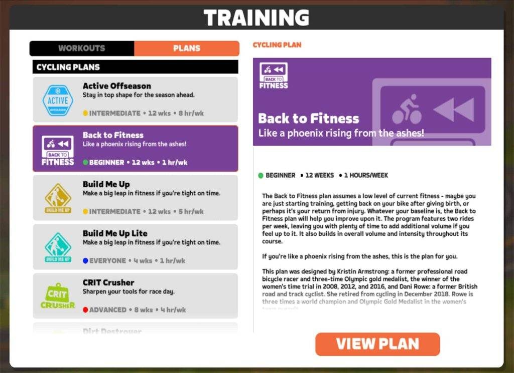 Zwift Training Plans