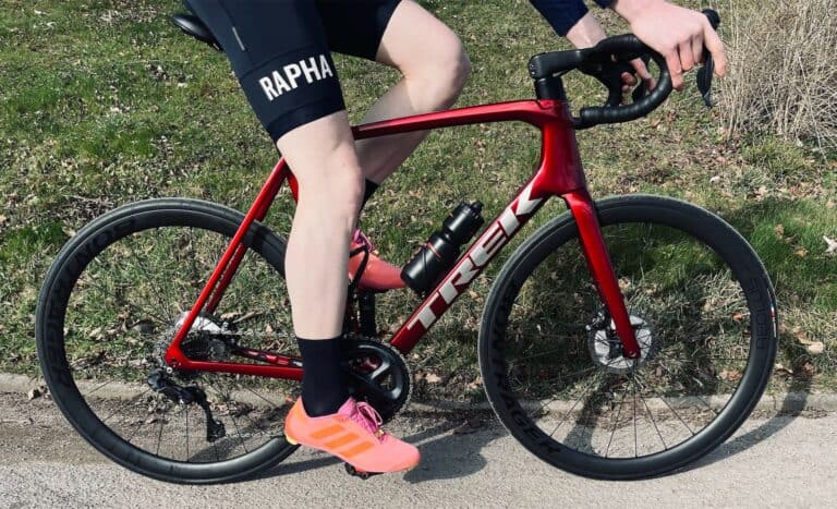 closed up look of cycling shoes