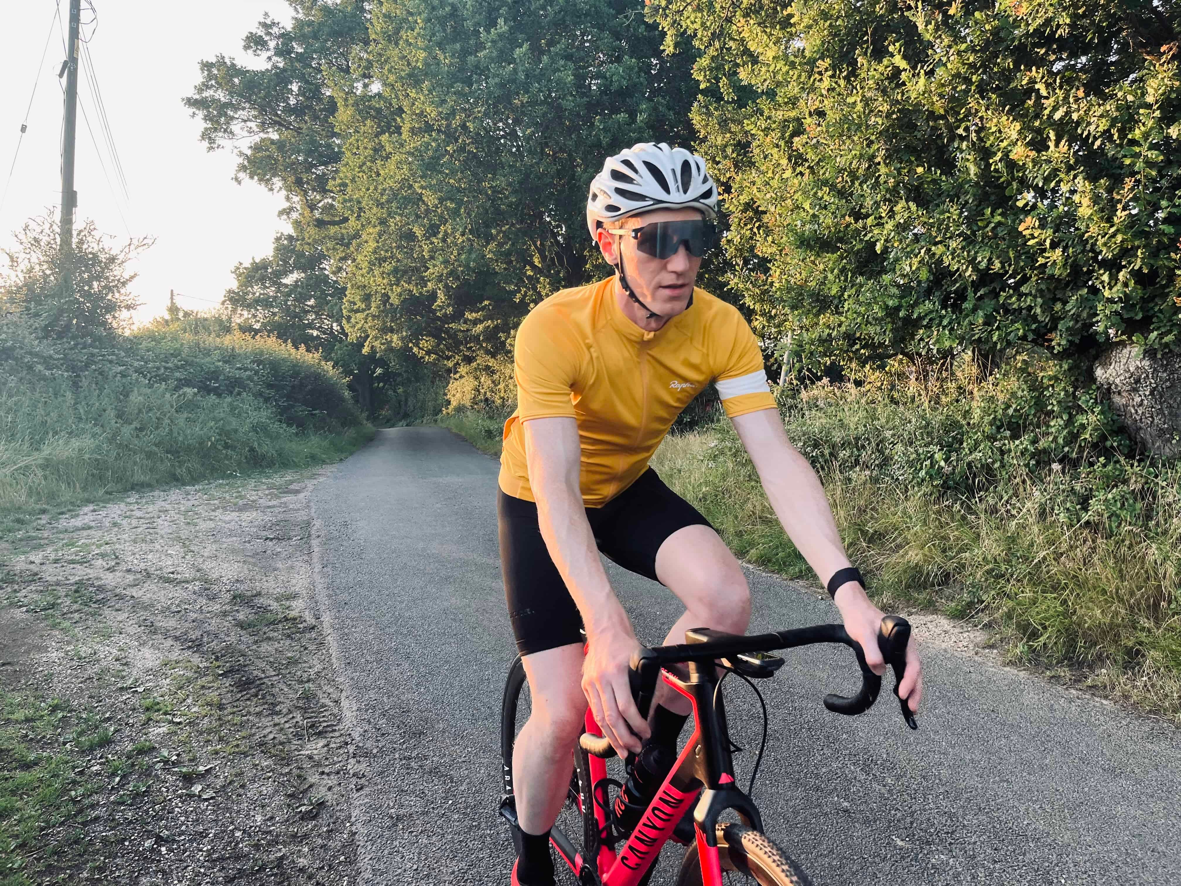 close up shot of a cyclist on an early morning ride